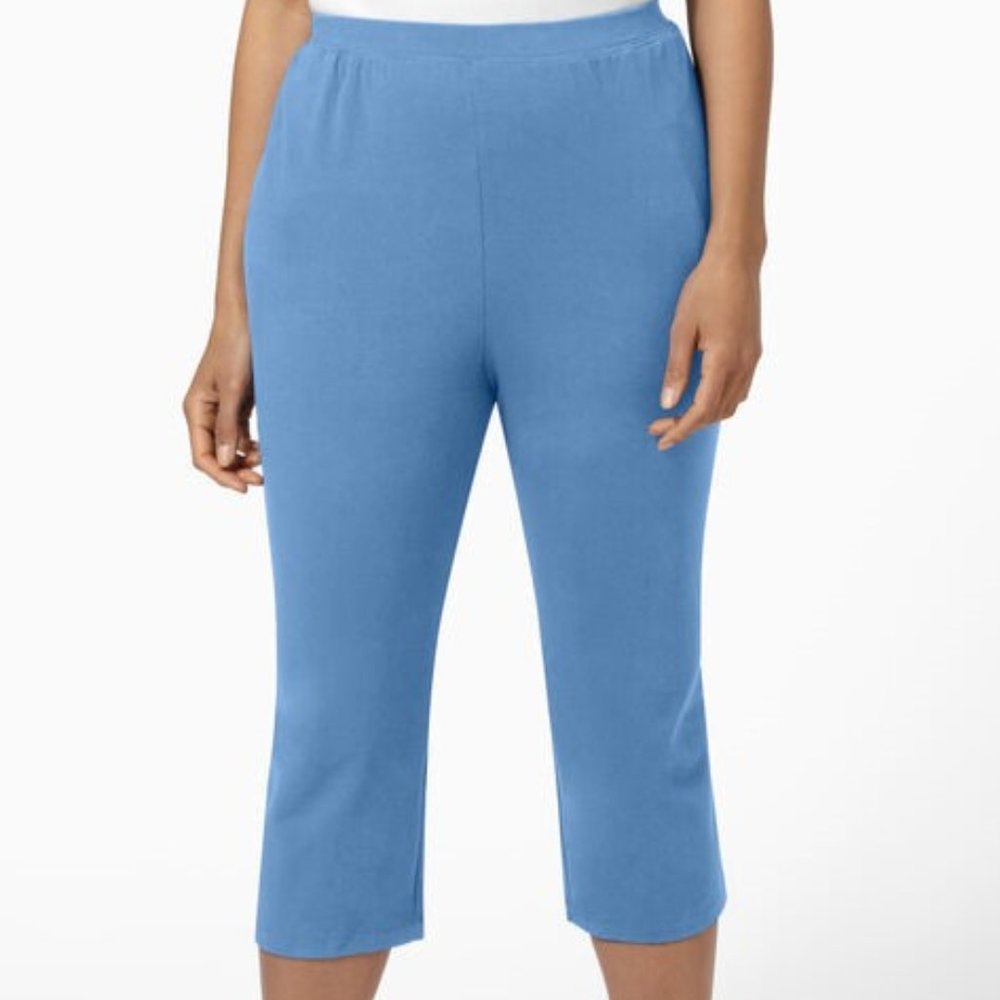 Catherines Suprema Cotton Stretch Capris- Lt French Blue- 5X-NWT